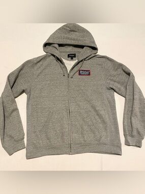 Brixton Custom Quality Heather Grey Full Zip Hoodie Men's Large